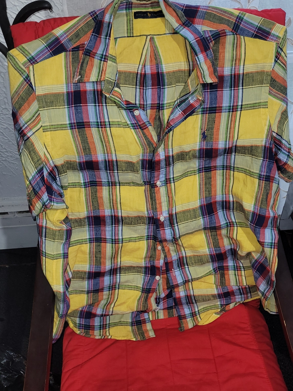 Ralph Lauren Yellow Multicolor Stripe Plaid Shirt
